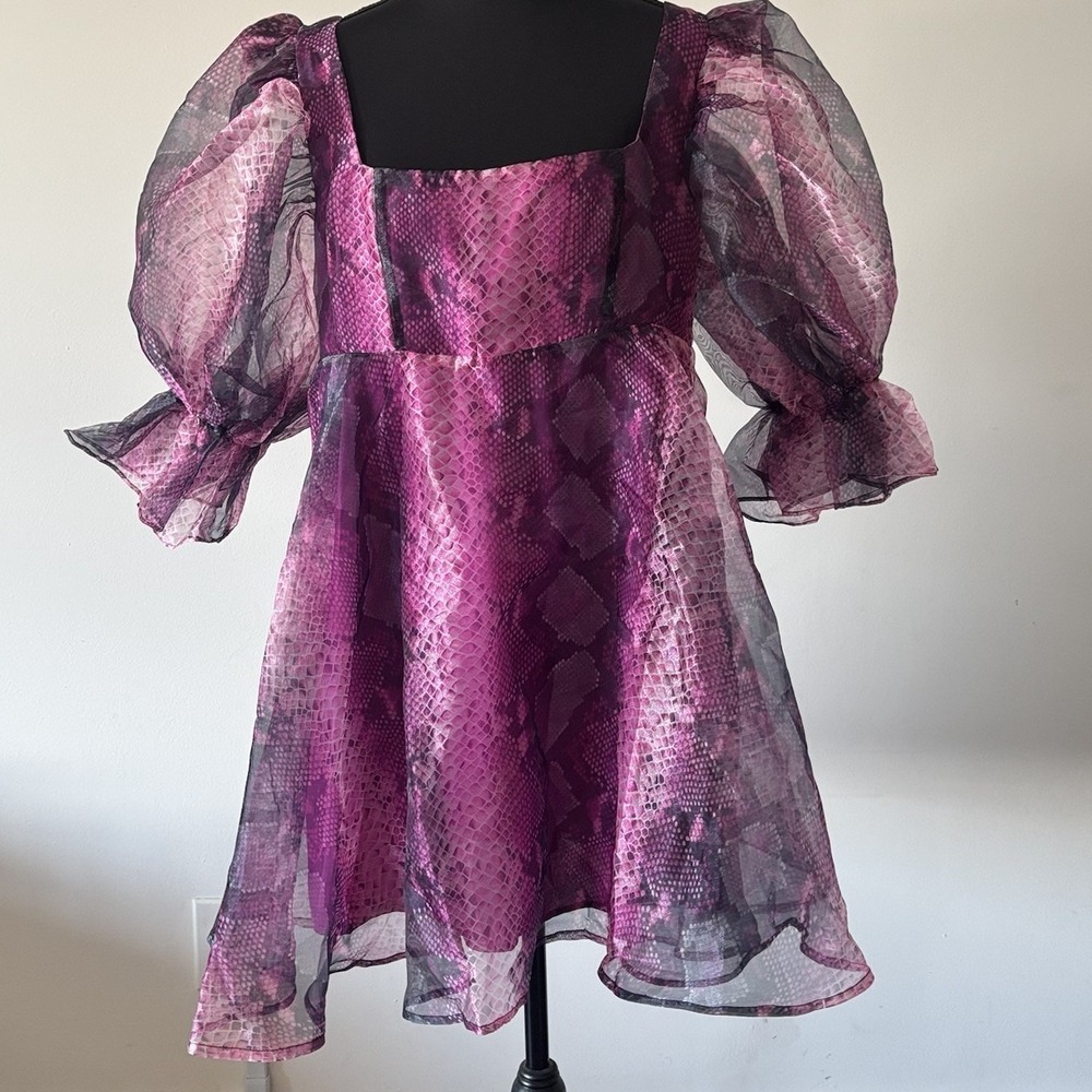 Buddy Love Women's Sz M Betsy Puff Sleeve Babydoll Dress Preppy Country Glam NWT - Picture 13 of 15